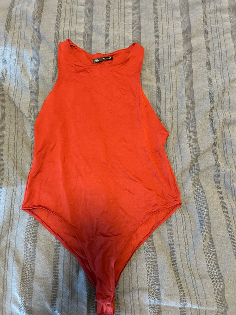 Zara Red Sleeveless One-Piece Bodysuit